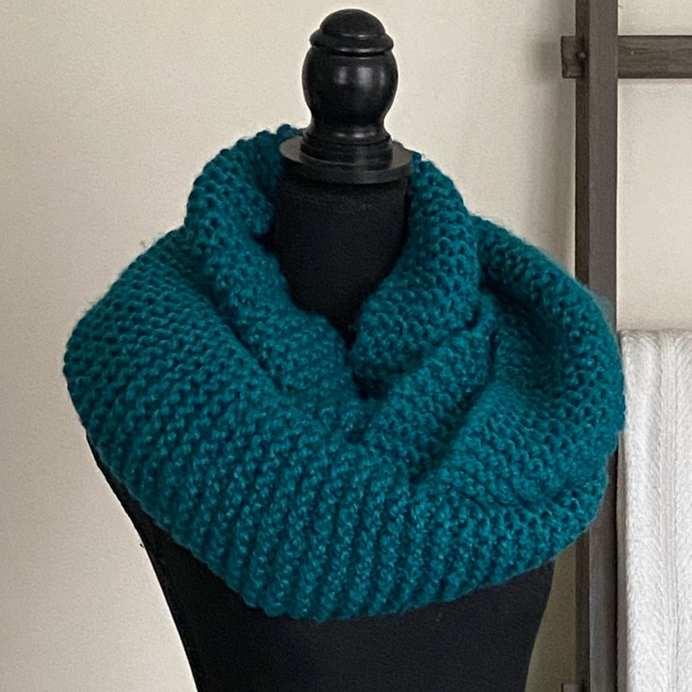 Handmade knit infinity scarf